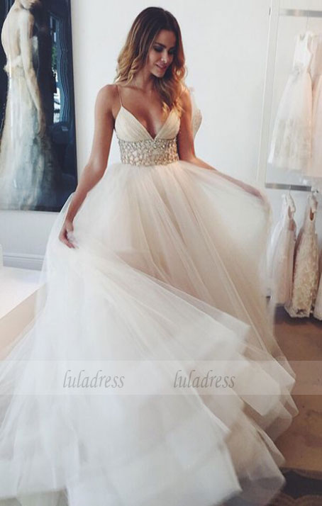 Chic Summer Tulle Wedding Dresses Garden Elegant Bridal Gowns Chiffon Wedding Gowns