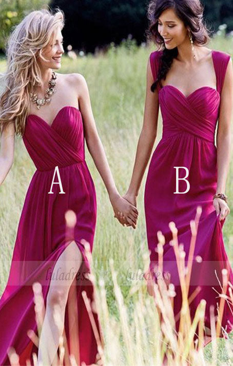 Simple Formal Chiffon Bridesmaid Dress,Side Split Floor Length Custom Bridesmaid Dresses