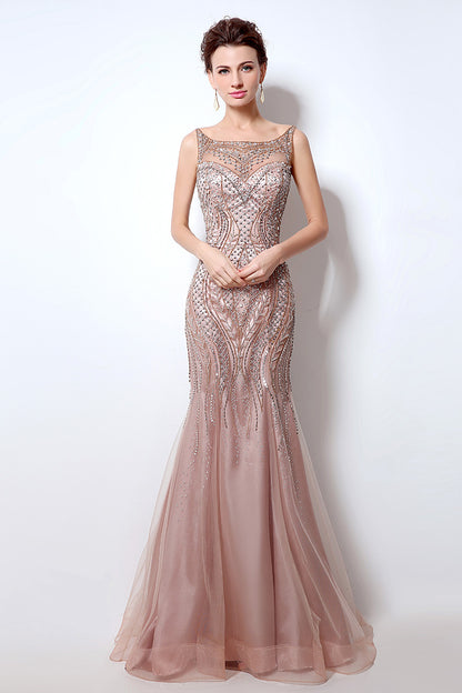 Formal Long Mermaid Evening Dress Beaded Luxury Prom Dress