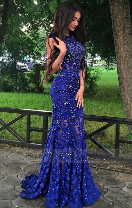 Lace Party Dresses,Beaded Evening Gowns,Long Formal Dress For Teens