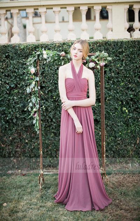 Long bridesmaid dress,chiffon bridesmaid dress,sleeveless bridesmaid dress