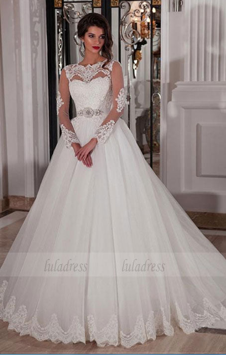 Long Sleeves Ivory Bridal Dress,BD99627