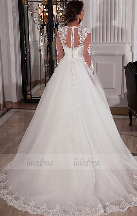 Long Sleeves Ivory Bridal Dress