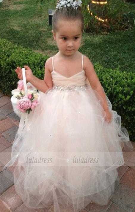 Formal Floor Length Flower Girl Dresses Children Birthday Dress Tulle Kids Wedding Party Dresses