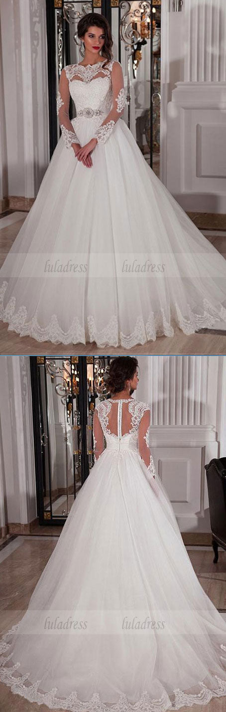 Long Sleeves Ivory Bridal Dress