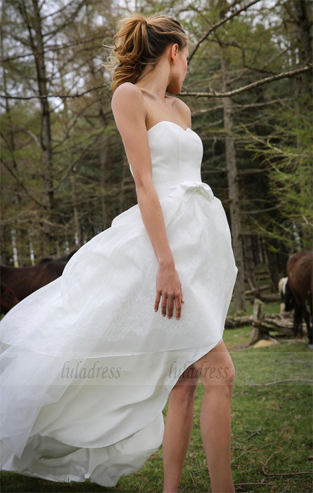 High low Wedding Dress,Destination Wedding Dress,Strapless Wedding Dress,BD99805