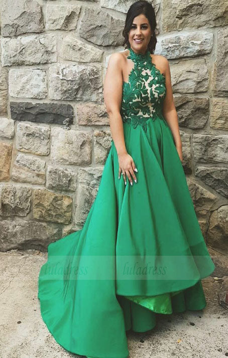 High Low Prom Dresses with Lace Appliques