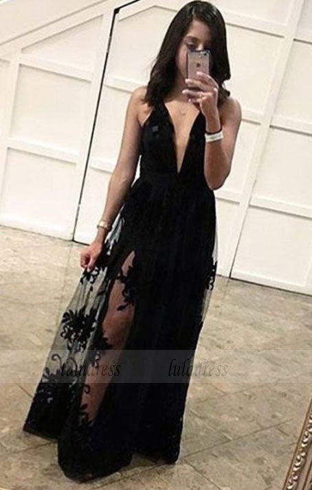 Charming Black Prom Dress, Sexy Sleeveless Prom Dresses, Long Evening Party Dress