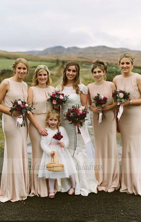 Mermaid Round Neck Keyhole Bridesmaid Dress