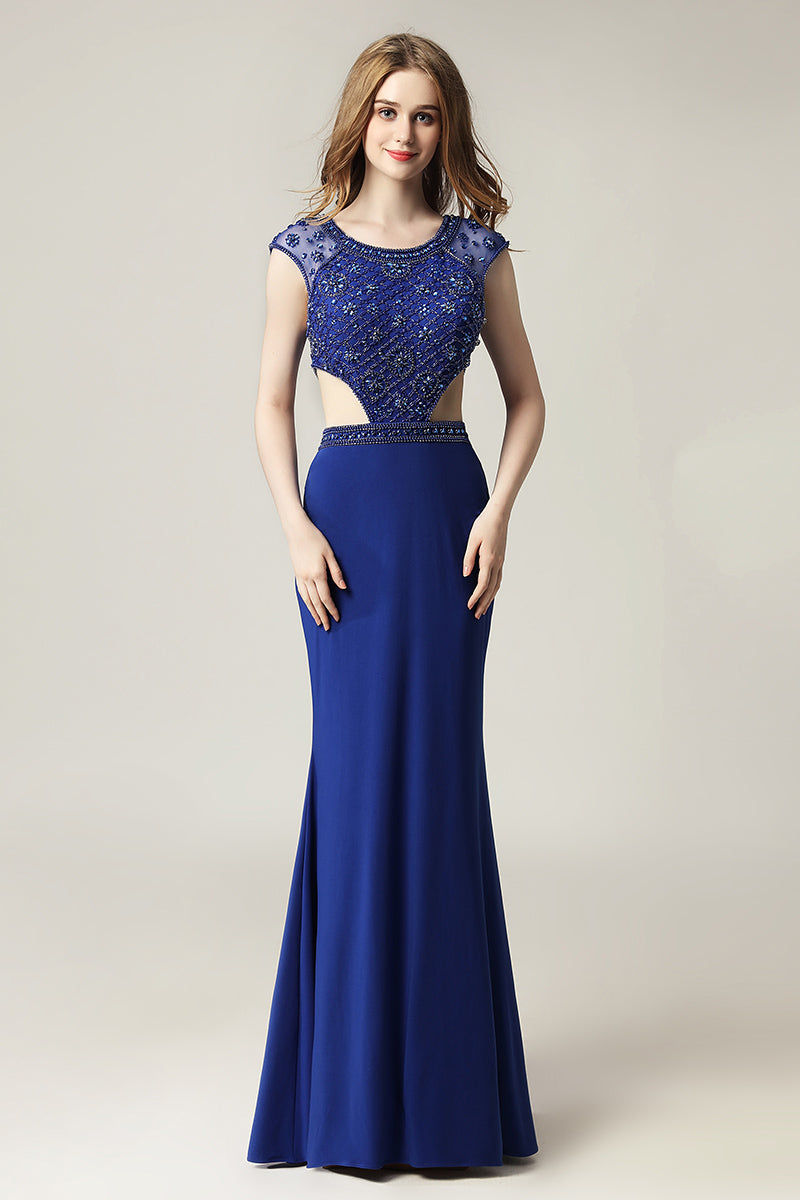 Charming Cap Sleeves Elegant Long Evening Prom Dress