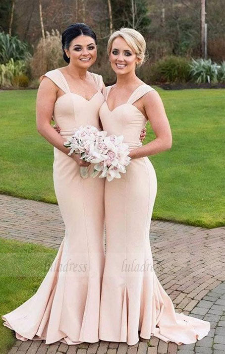 simple bridesmaid dress, mermaid bridesmaid dress,pink bridesmaid dress