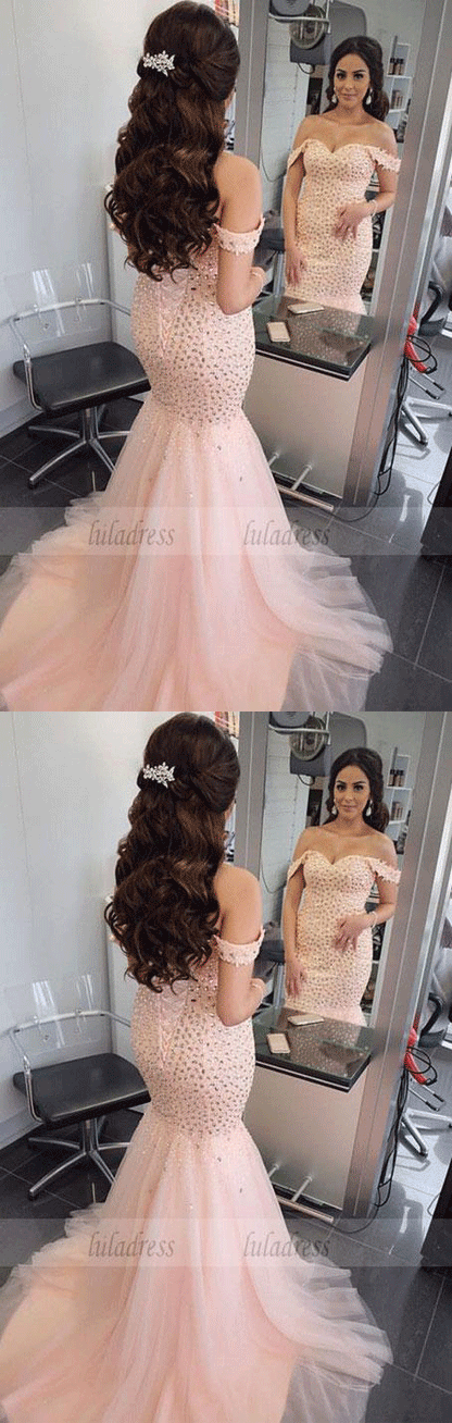 Luxurious Beaded Off Shoulder Mermaid Evening Dresses Bodice Corset Prom Dress,BD99550