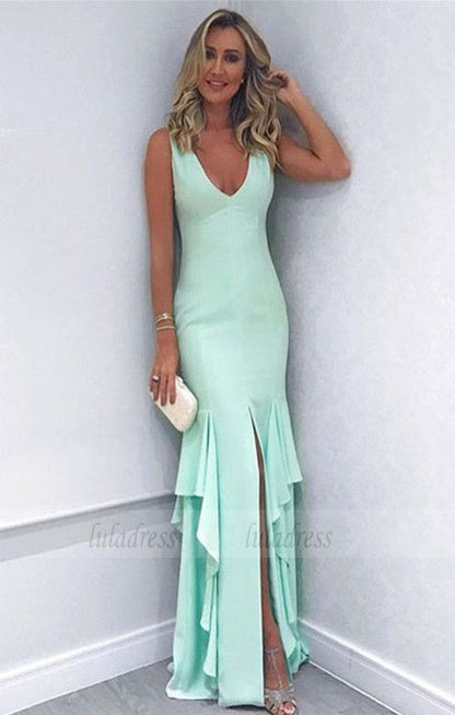 sexy leg slit long mermaid prom dresses evening gowns for wedding party