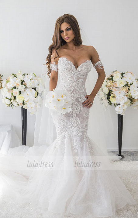 Lace Appliques Sweetheart  Mermaid Wedding Dress,BD99612