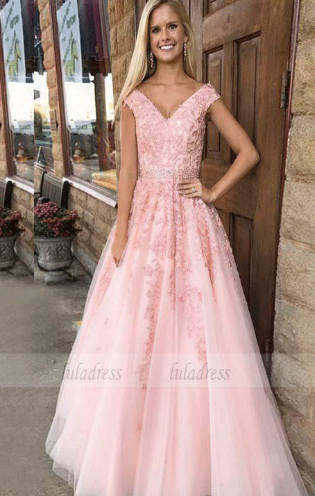 Off-the-Shoulder Appliques Evening Dresses,Prom Dresses