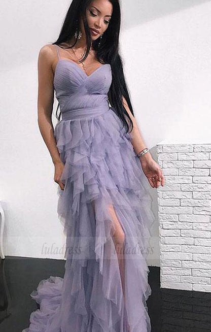 Unique tulle long prom dress, evening dress