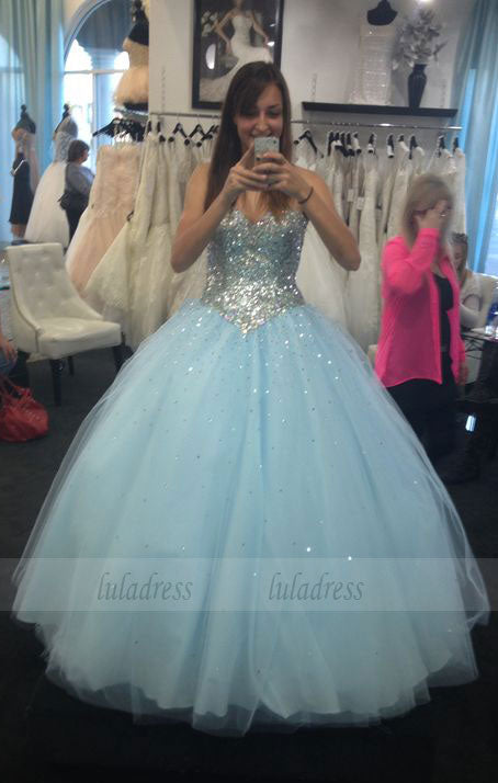 Charming Prom Dress,Tulle Prom Dress,Ball Gown Prom Dress,Sequin Evening Dress