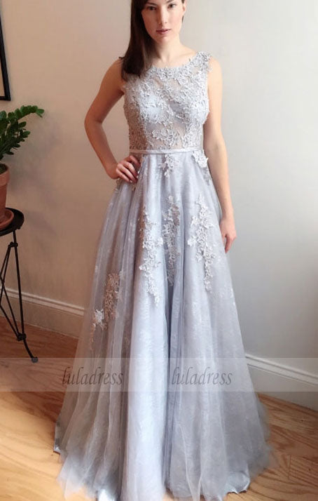 Gray Wedding Dress with Low Back,BD99439