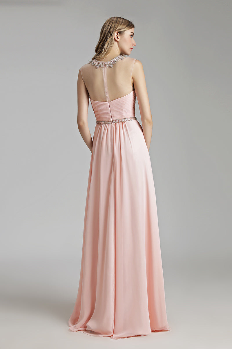 Light Pink Chiffon Simple Long Prom Dress