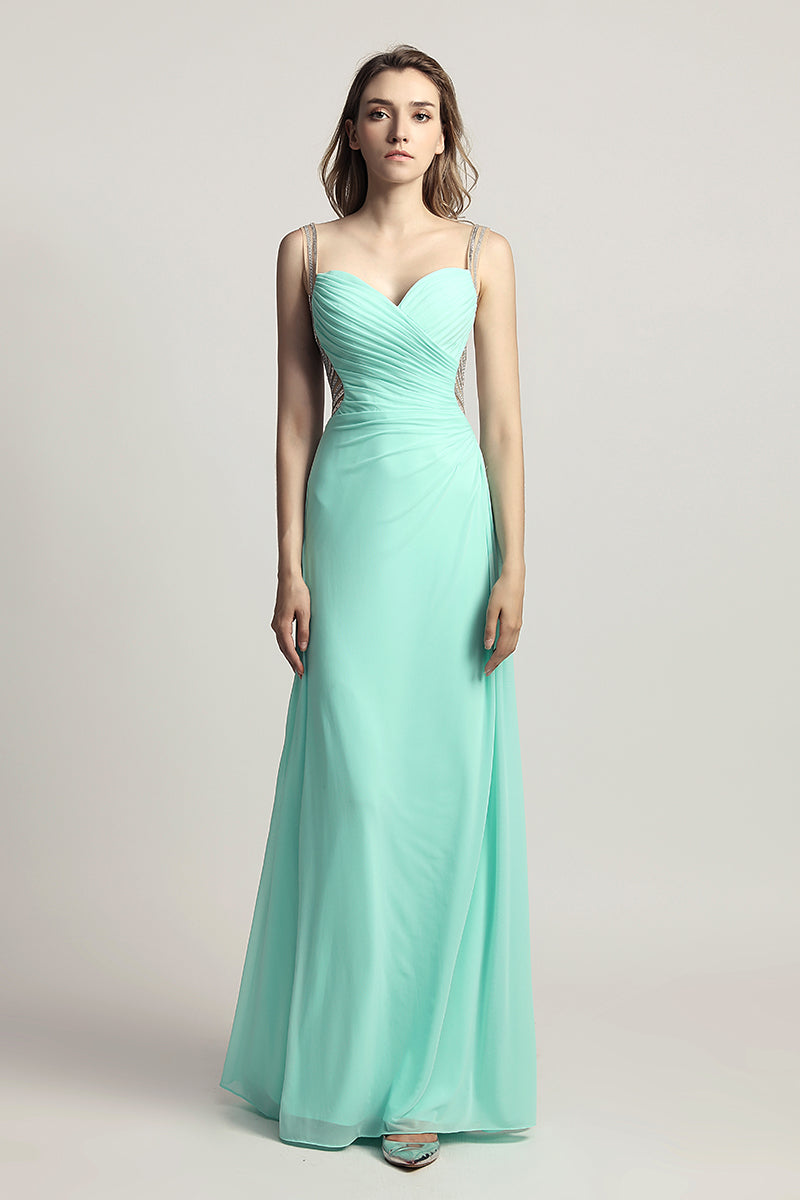 Mint Green Chiffon Long Prom Dress Charming Evening Dress