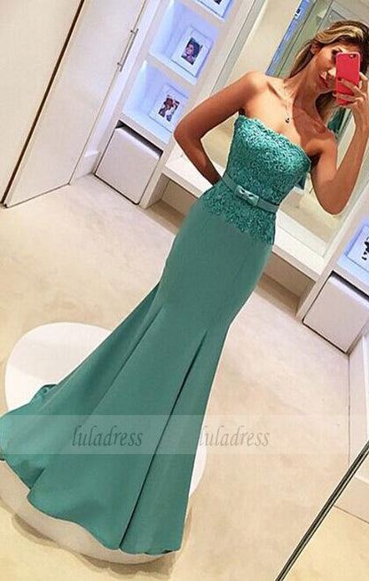 Strapless Prom Dress,Satin Prom Dress,Simple Evening Gowns,Party Formal Gowns For Teens