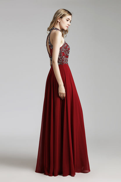 Flowy Chiffon Sleeveless Long Evening Prom Dress