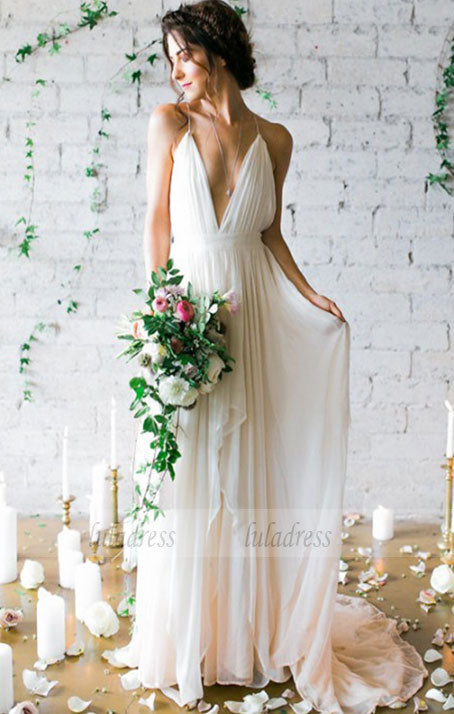 Chiffon Wedding Dress Cheap V Neck Wedding Dress,BD99580