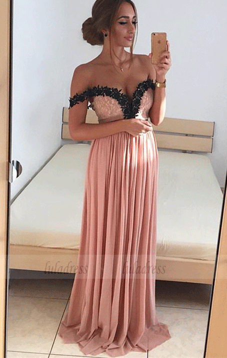 off the shoulder prom dress,long evening gowns,elegant bridesmaid dress,lace applique prom dress