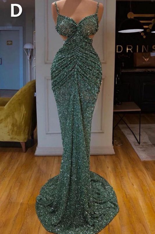 Sexy Long Mint Green Sequins Prom Dresses Mermaid