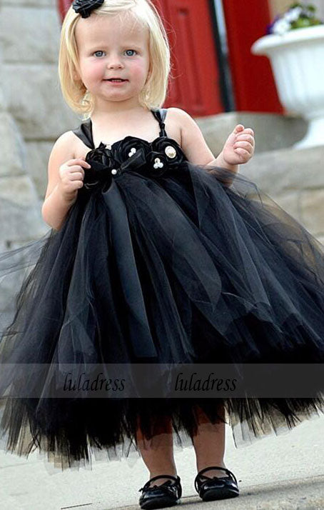 Formal Tea Length Flower Girl Dresses Children Birthday Dress Tulle Kids Wedding Party Dresses