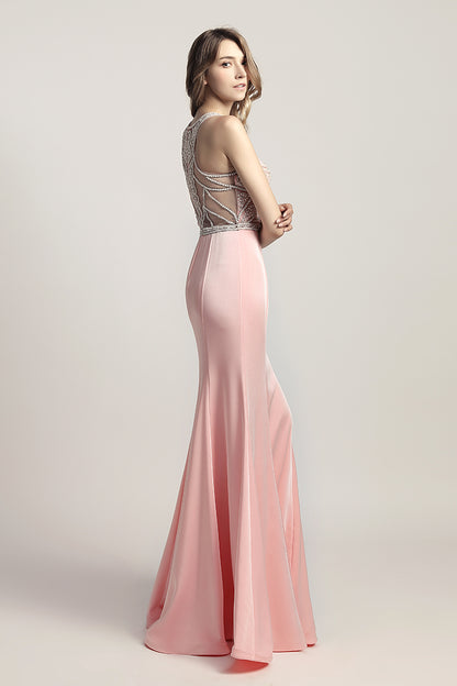 Light Pink Mermaid Long Evening Dress Formal Prom Dress