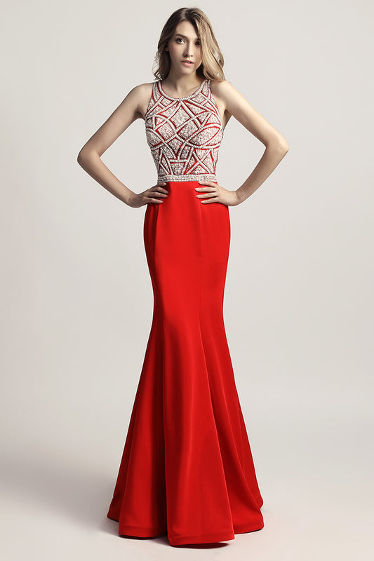 Red Mermaid Long Evening Dress Formal Prom Dress