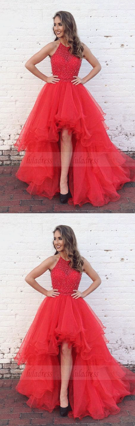 red prom dress,high low prom dress,BD99783