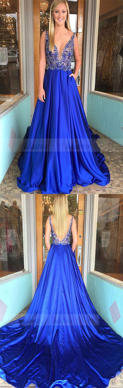 gorgeous beaded long prom dress, 2018 prom dress,formal evening dress,BD98706