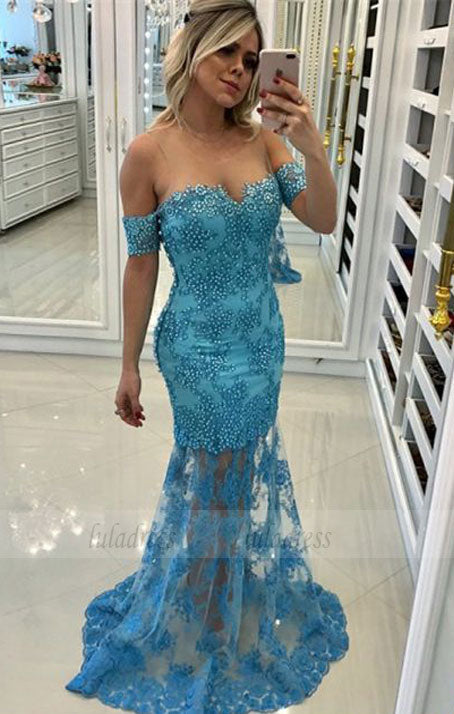 off the shoulder long prom dresses, modest mermaid evening gowns with beading