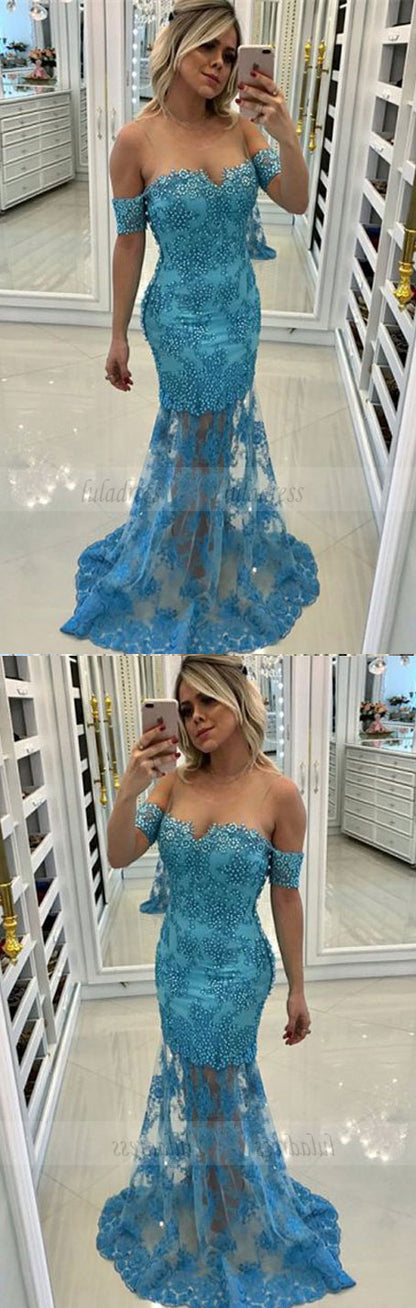 off the shoulder long prom dresses, modest mermaid evening gowns with beading