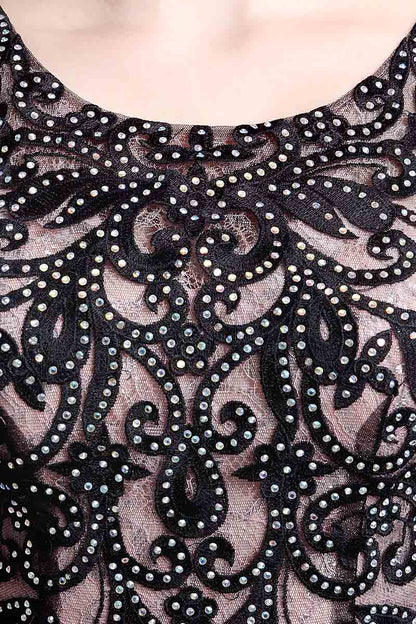 Black Beaded Mini Dress Open Back Short Prom Dresses