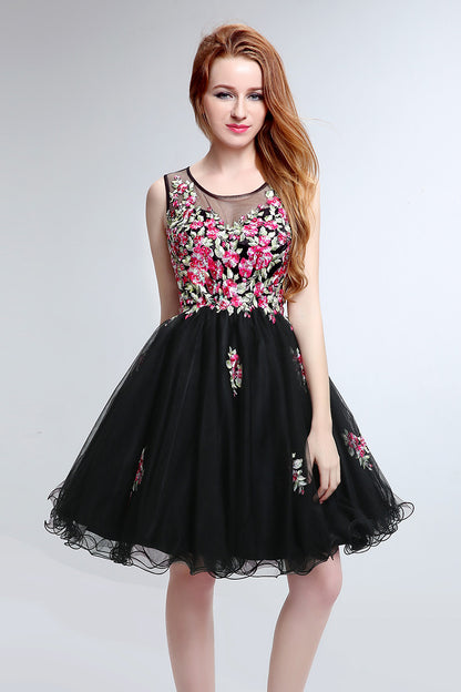 Black Tulle Junior Homecoming Dress Short Prom Dress For Girls