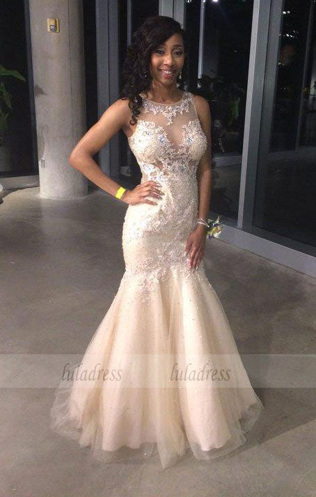 Prom Dresses,Gorgeous Sleeveless Mermaid Evening Dress Lace Appliques Prom Dress,BD99457