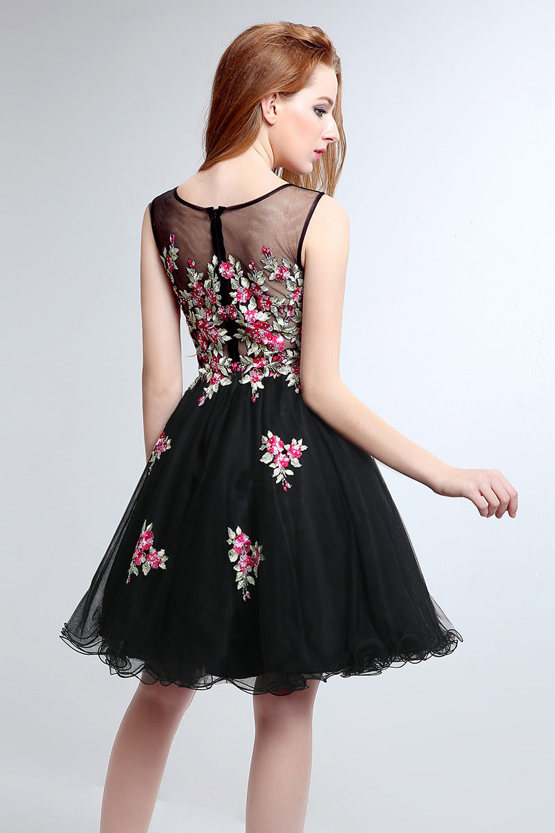 Black Tulle Junior Homecoming Dress Short Prom Dress For Girls