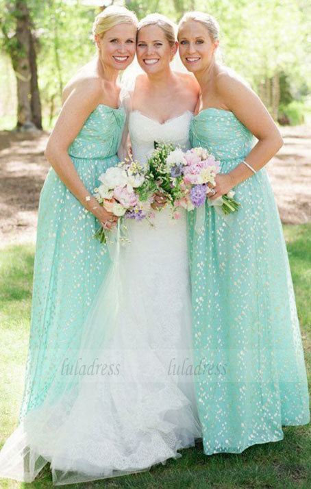 A-Line Sweetheart Floor-Length Floral Bridesmaid Dresses