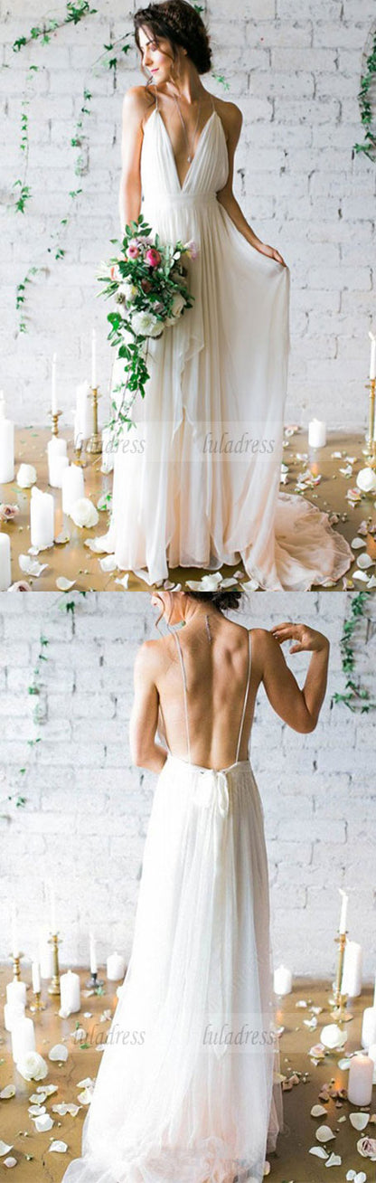 Chiffon Wedding Dress Cheap V Neck Wedding Dress,BD99580