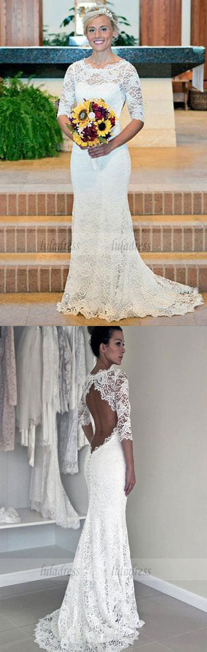 Open Back Wedding Gown,Long Sleeve Wedding Dresses,Mermaid Wedding Dress,BD99286