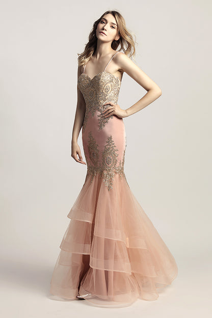 Charming Sweetheart Appliques Mermaid Long Evening Dress