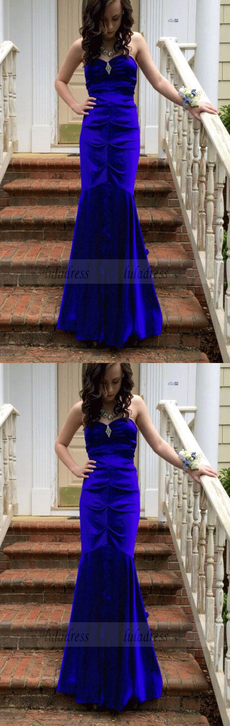 Mermaid Prom Gown,Royal Blue Evening Gowns,Beaded Party Dresses