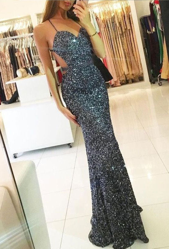 Sexy Cross Back Luxury Beaded Mermaid Prom Dress