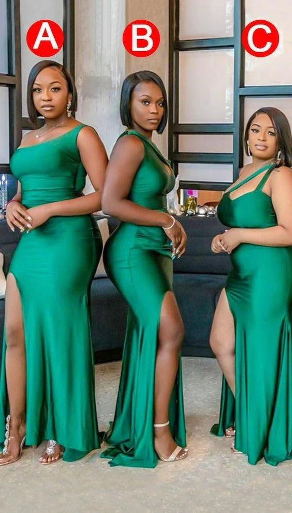 Mismatched Multiway Elastic Satin Emerald Green Bridesmaid Dresses ,BD –  luladress