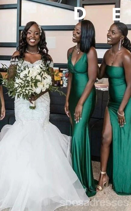 Mismatched Multiway Elastic Satin Emerald Green Bridesmaid Dresses