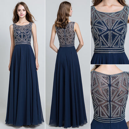 Chiffon Long Beaded Top Prom Dress