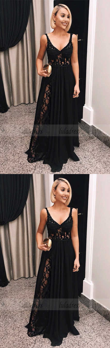 Sexy Chiffon Prom Dress With Black